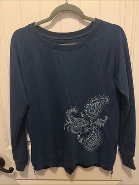 Women’s Navy Paisley Crewneck Sweatshirt Kate Park